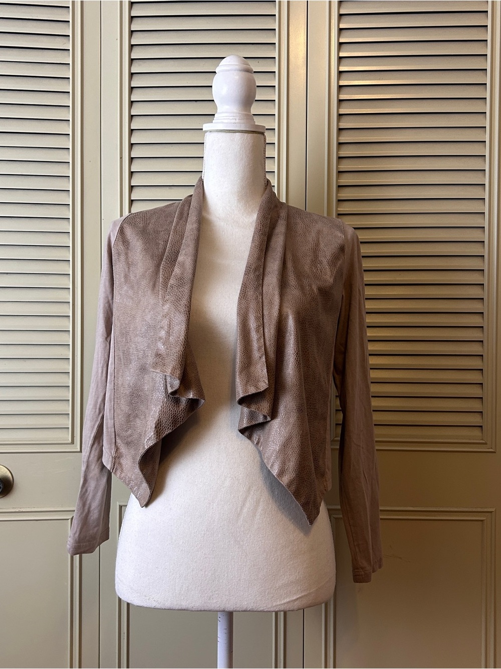 Women’s Taupe Draped Open-Front Blazer